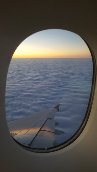 View from the plane, sunset at 35,000 feet