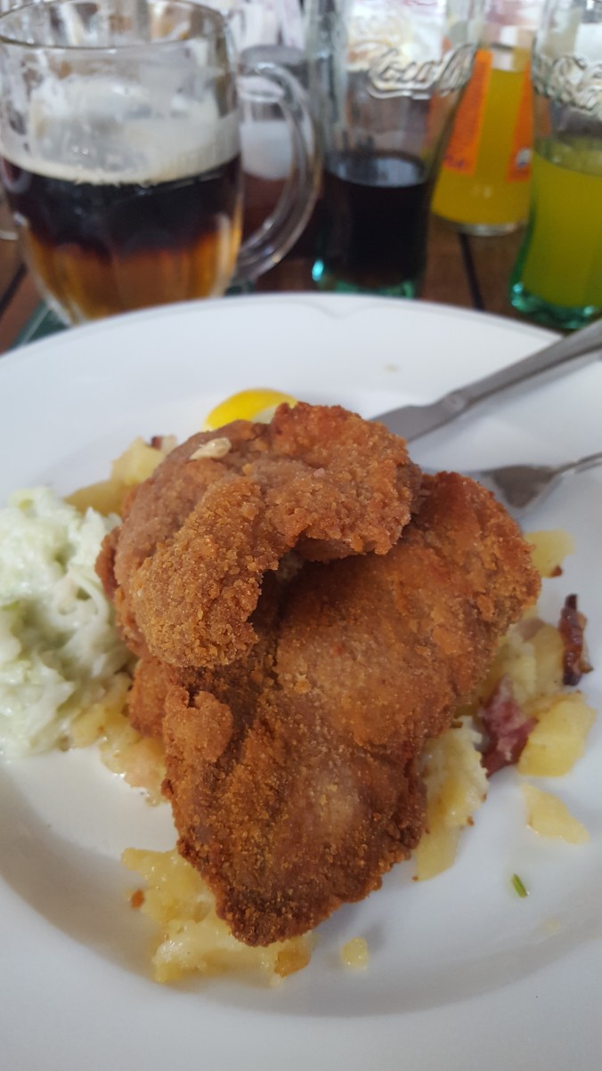 Pork escalope and a lager for lunch at Malostranska Beseda