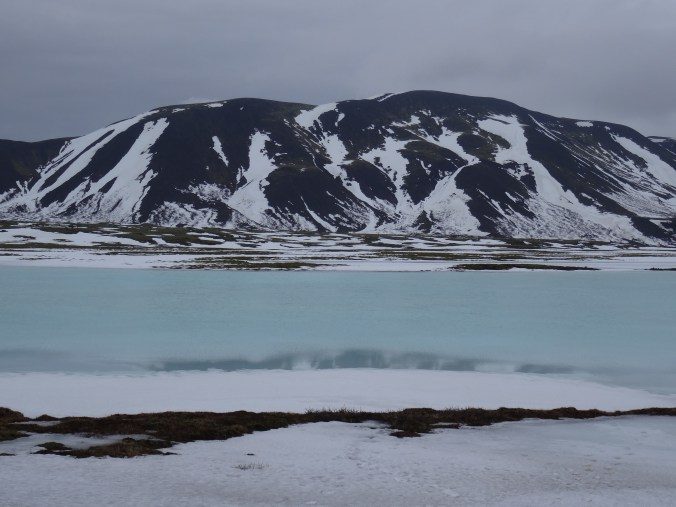 Blue mountain lake in Þingvellir National Park, Iceland