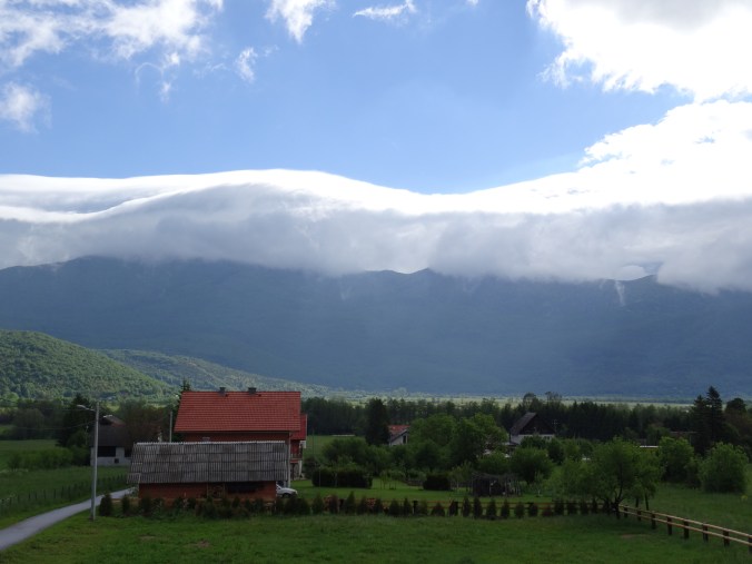 Clouds over the mountains near Plitvice National Park