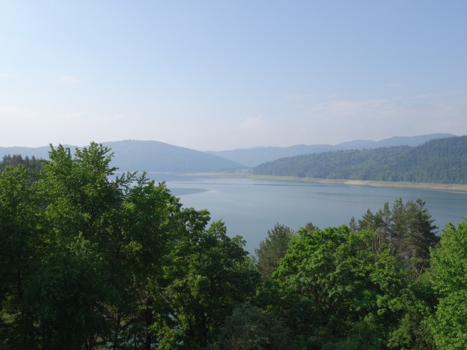 Panoramic view of the man made Lake Izvorul Muntelui, Neamt County, Romania