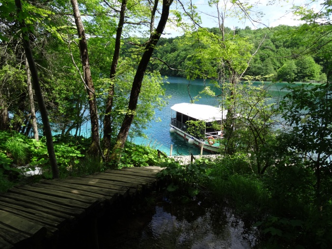 One of the boats which takes passengers across the larger lakes at Plitvice National Park
