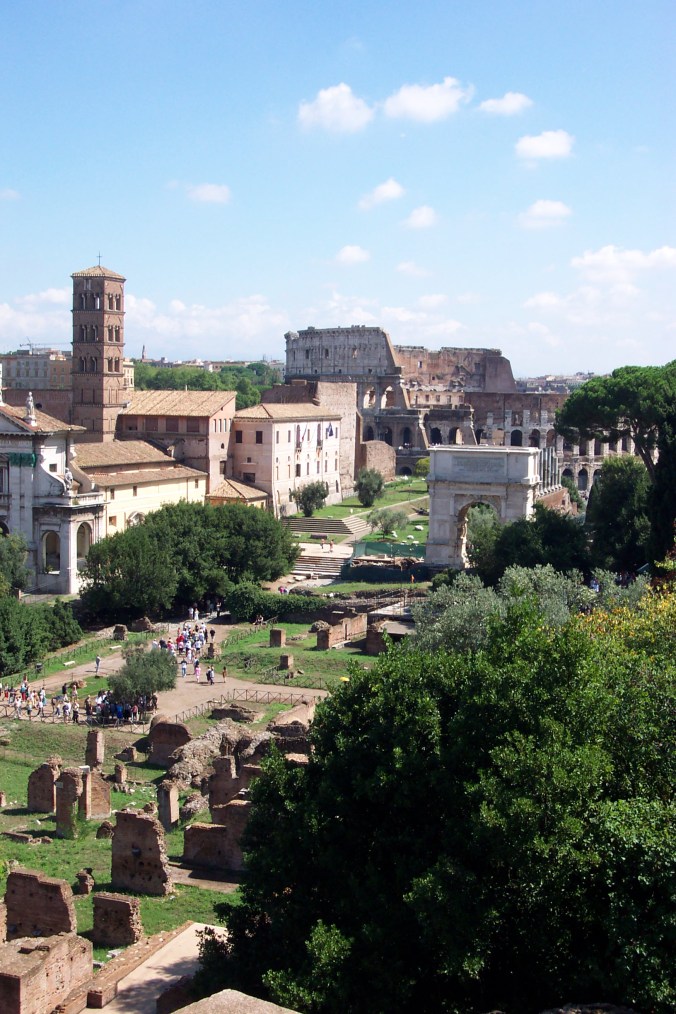 The Roman Forum with Colosseum in the background