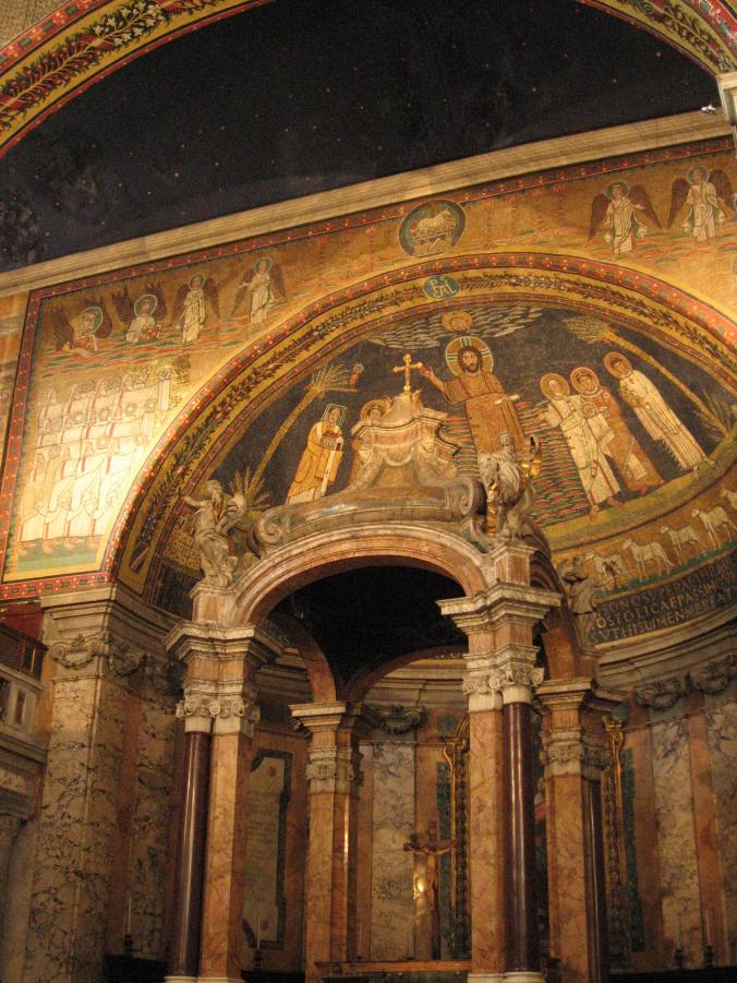9th century mosaics in the apse of Santa Prassede, Rome