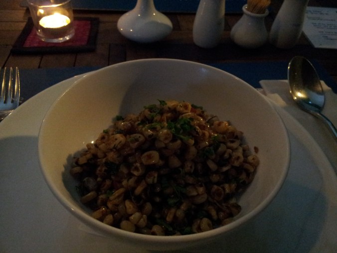 Terrible photo of the delicious fried corn at Haven restaurant, Siem Reap