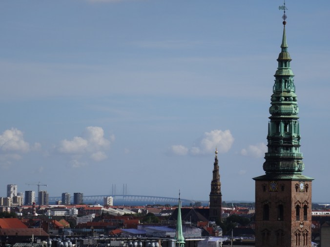 View from the Rundetaarn 'Round Tower', Copenhagen, including the helix spire of the Church of Our Saviour