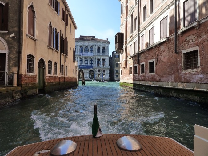 Arriving in Venice by water taxi
