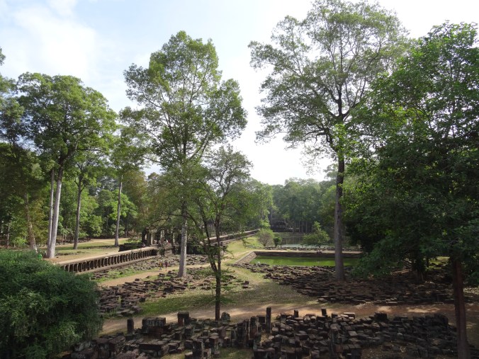 Looking back at the stone walkway leading up to Bauphon temple