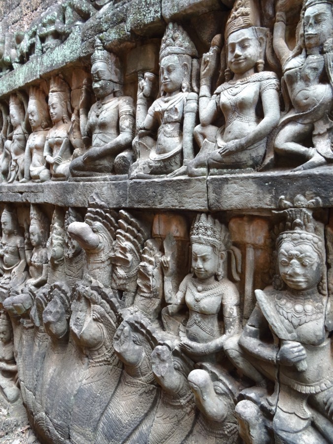Carvings inside the Terrace of the Leper King in Angkor Thom