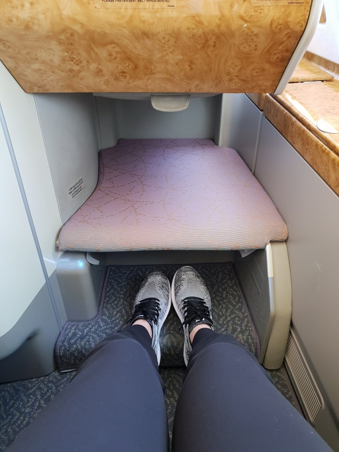 Emirates A380 business class seat leg room