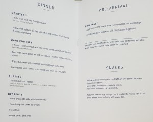 Finnair A350 business class food menu