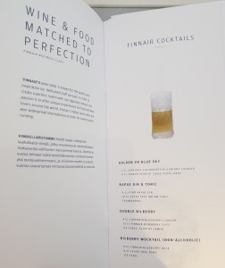 Finnair A350 business class drinks menu