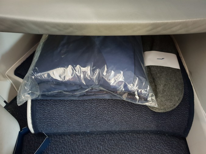 Finnair business class footwell storage