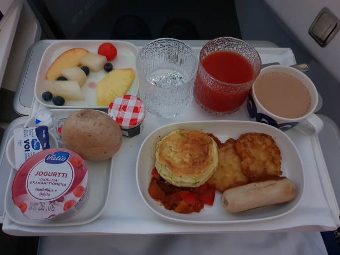 Finnair business class breakfast