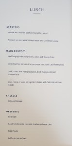 Finnair business class food menu