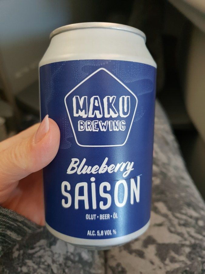 Finnair business class bluberry beer