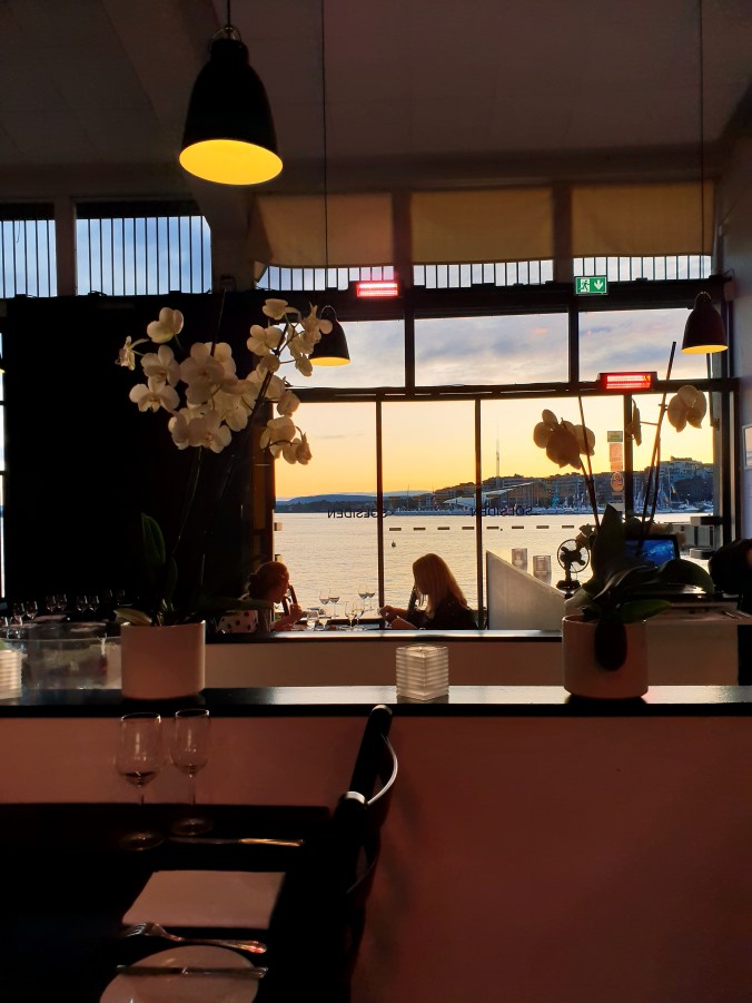 Sunset views from Solsiden Restaurant, Oslo