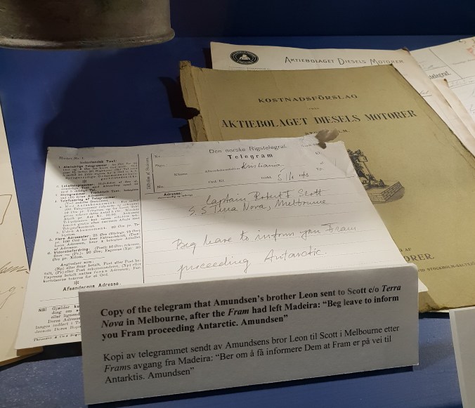The telegraph Amundsen's brother sent to Scott informing him of Amundsen's attempt on the South Pole