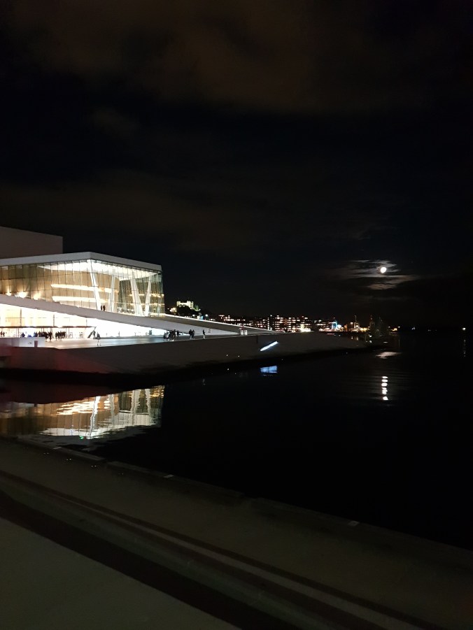 Oslo's Opera House at night