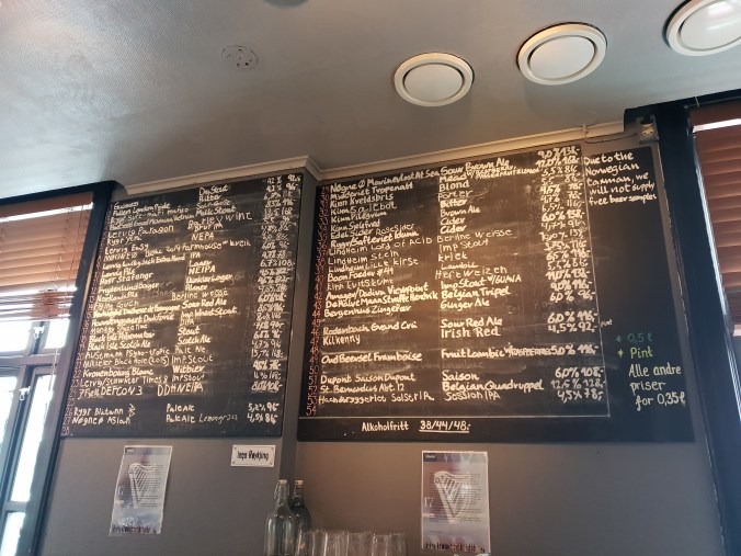 The menu at Henrik øl-og vinstove, Bergen