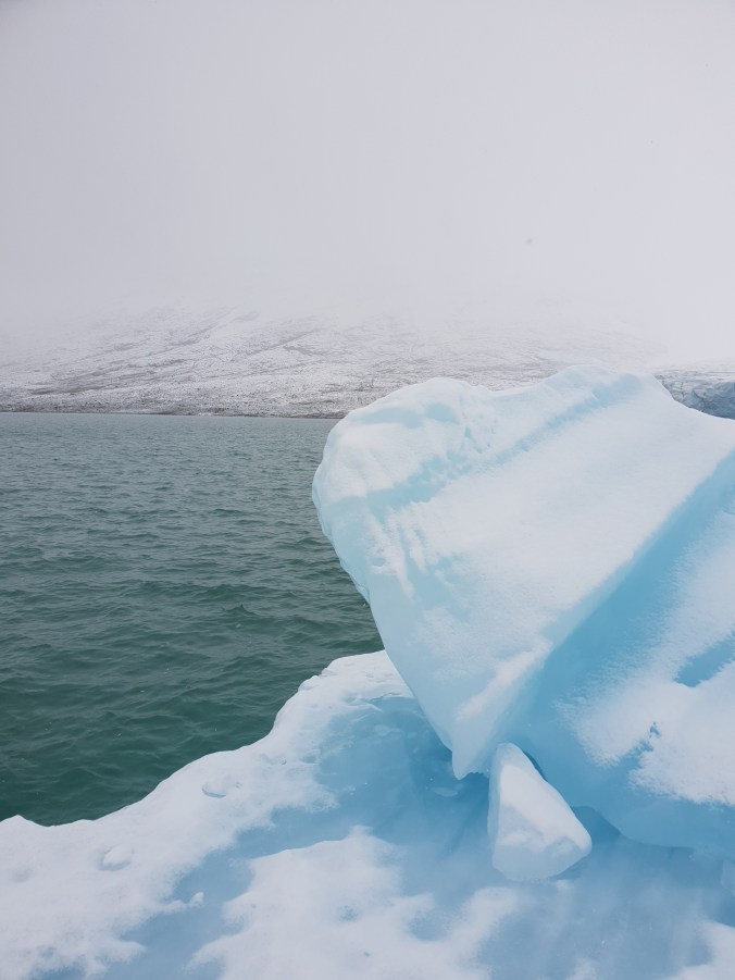 Standing on an iceberg in the glacial lake!