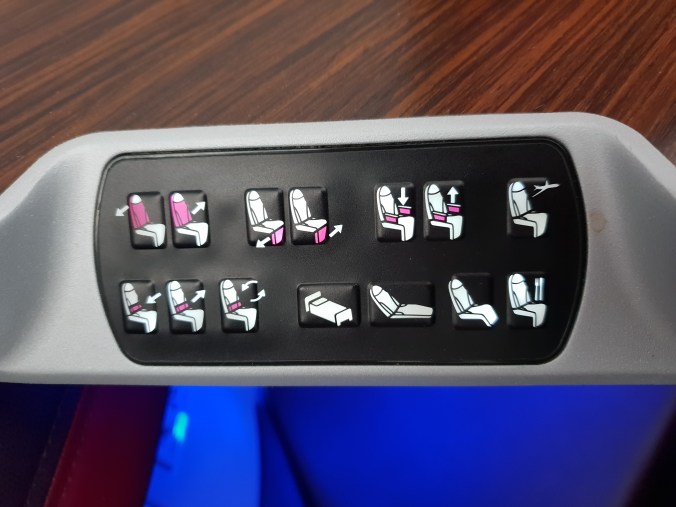 Qatar Airways business class A350-900 reverse herringbone seat controller