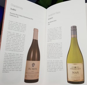 Qatar Airways business class wine list