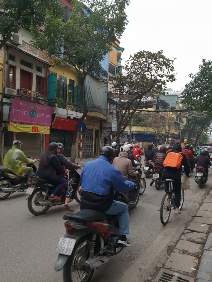 Morning rush hour in Hanoi