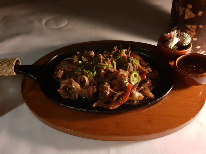 Pork sisig at the Clubhouse, Amanpulo