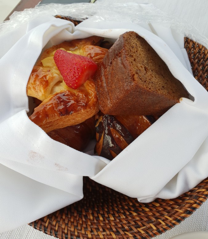 Pastries for breakfast on our fishing boat, Amanpulo