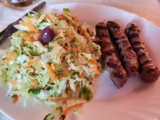 Kebabche and salad for dinner